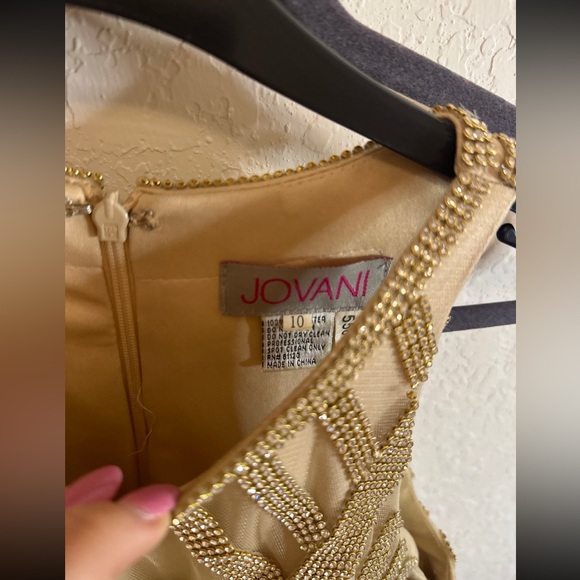 Jovani Gold Dress with crystals, used once, sz 10. - Picture 4 of 4